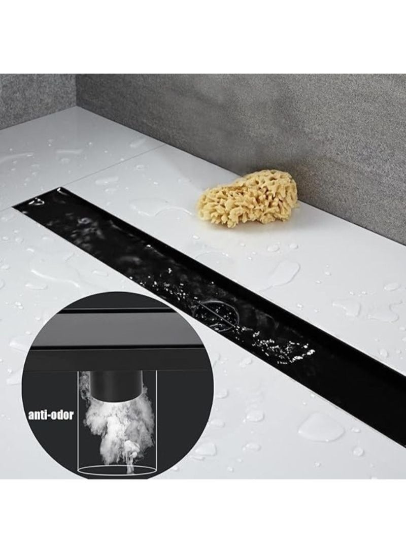 60 cm Linear Shower Drain | 2 in 1 Brushed Black | 304 Stainless Steel | Bathroom Drains Kit | Rectangle Shower Floor Drain with Reversable | Tile-in Pattern Drain | Cover & Hair Strainer - Image 4