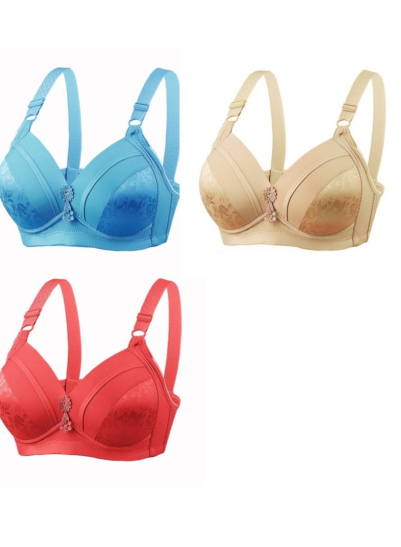 Women's Thin Wire-Free C Cup Bra 3-Piece Set - Image 1