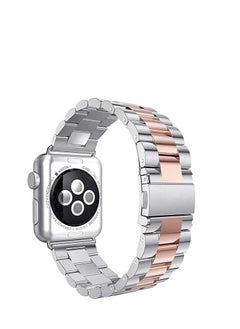 Watch Band Compatible with Apple Watch 49mm Stainless Steel Wristband Metal Buckle Clasp iWatch Strap Replacement Bracelet for Apple Watch Series 8 Sports Edition (Silver/Rose  )  - Image 2