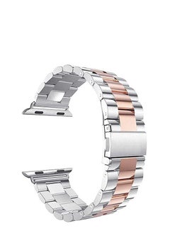 Watch Band Compatible with Apple Watch 49mm Stainless Steel Wristband Metal Buckle Clasp iWatch Strap Replacement Bracelet for Apple Watch Series 8 Sports Edition (Silver/Rose  )  - Image 1