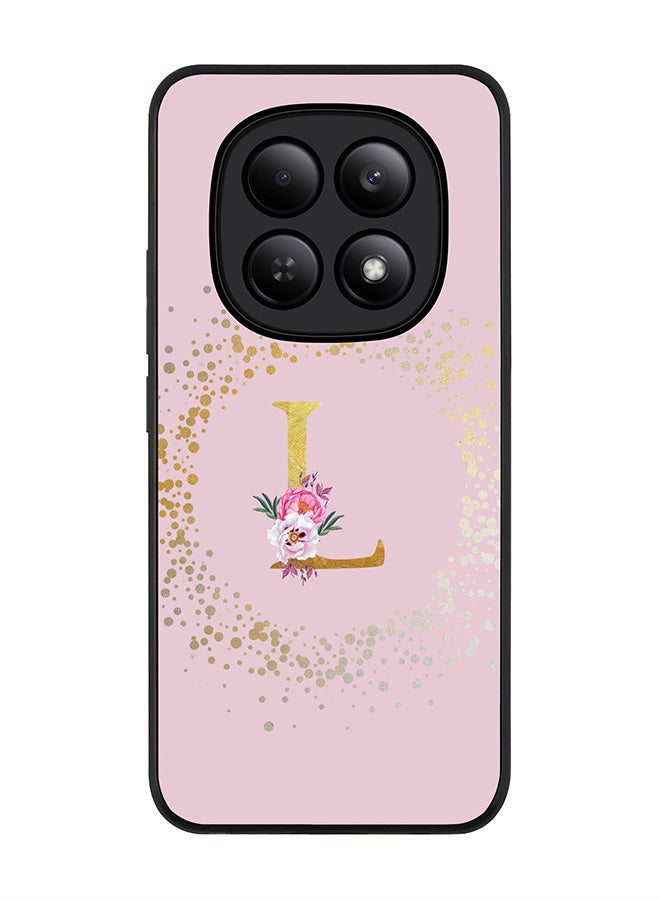 For Xiaomi Redmi Note 15 4G Case,Slim fit Camera Protection, Shockproof Thin Phone cover  - Custom Monogram Floral - L  (Pink )