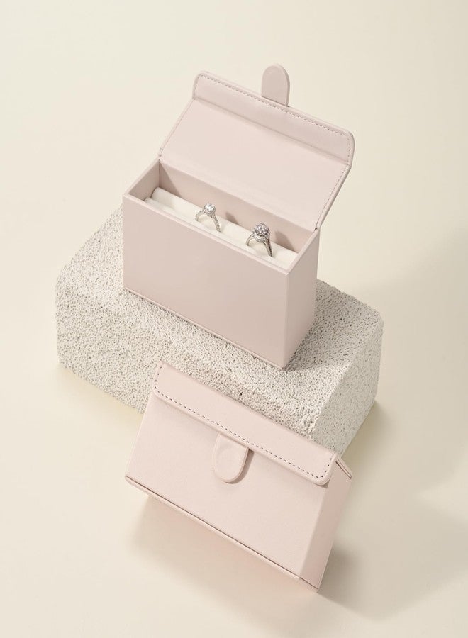 Oirlv Travel Rings Organizer Case in Blush Pink, Premium Leather & Soft Velvet Portable Jewelry Box, Secure Compact Holder for Women‘s Travel, Gym & Daily Organization (Holds 6-8 Rings) - Image 4