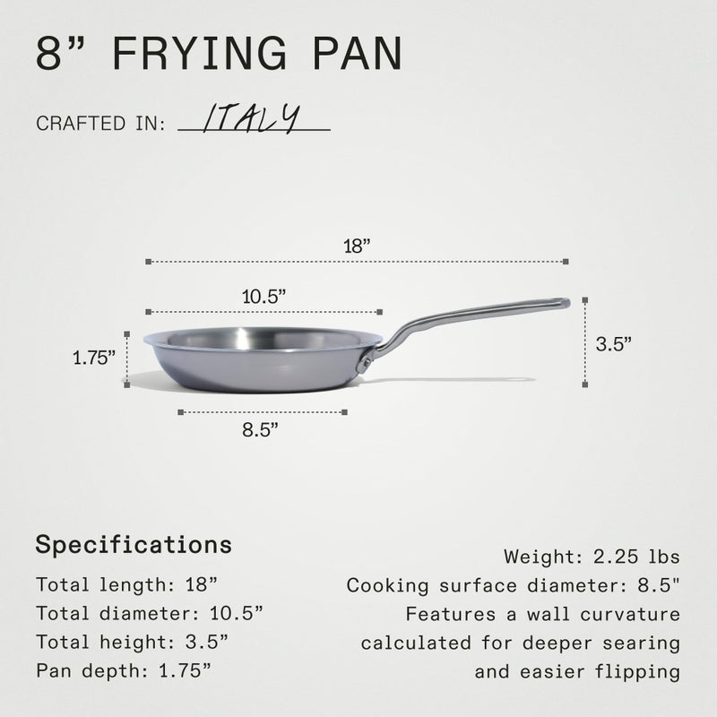 Madein Made In Cookware - 8-Inch Stainless Steel Frying Pan - 5 Ply Stainless Clad - Professional Cookware - Crafted in Italy - Induction Compatible - Image 5