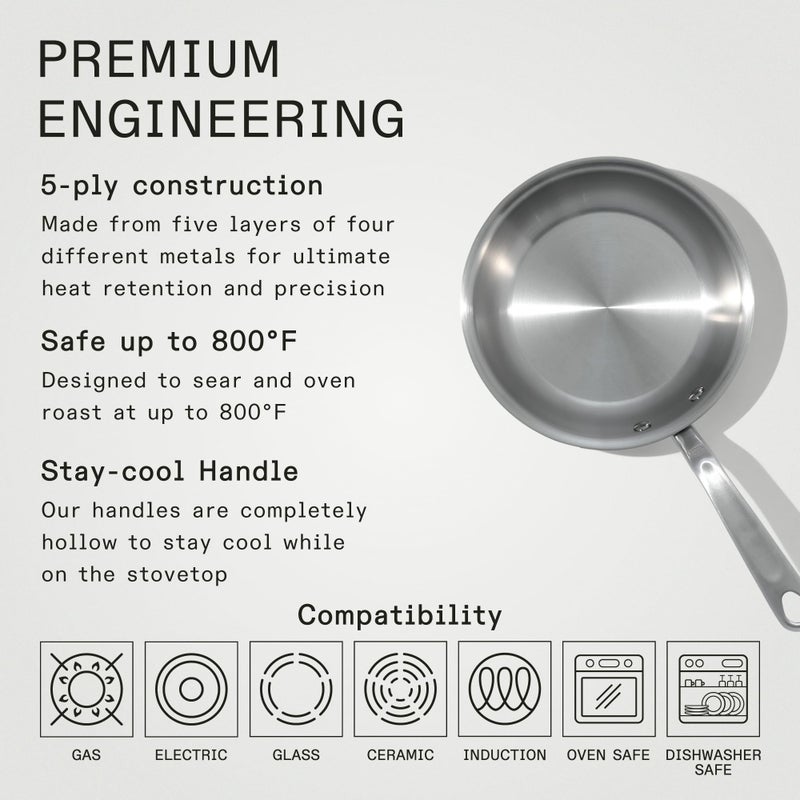 Madein Made In Cookware - 8-Inch Stainless Steel Frying Pan - 5 Ply Stainless Clad - Professional Cookware - Crafted in Italy - Induction Compatible - Image 3