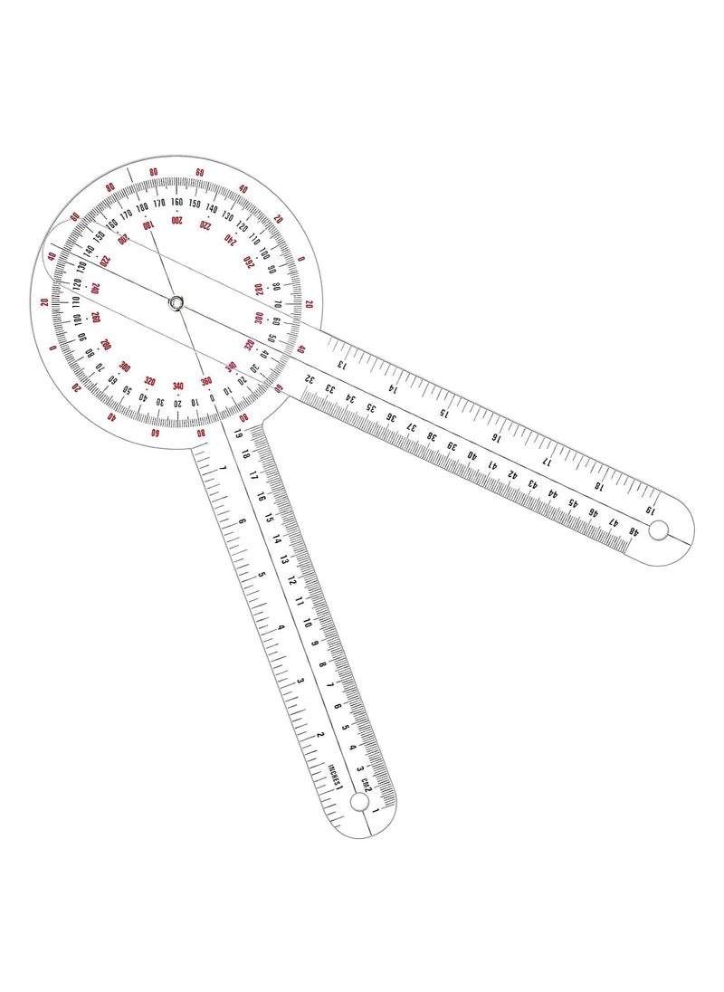BIONEX 12 Inch Goniometer Transparent Orthopedic Angle Ruler Plastic Goniometer 360 Degree for Body Measuring Tape  - Image 1