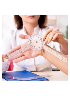 BIONEX 12 Inch Goniometer Transparent Orthopedic Angle Ruler Plastic Goniometer 360 Degree for Body Measuring Tape  - Image 5