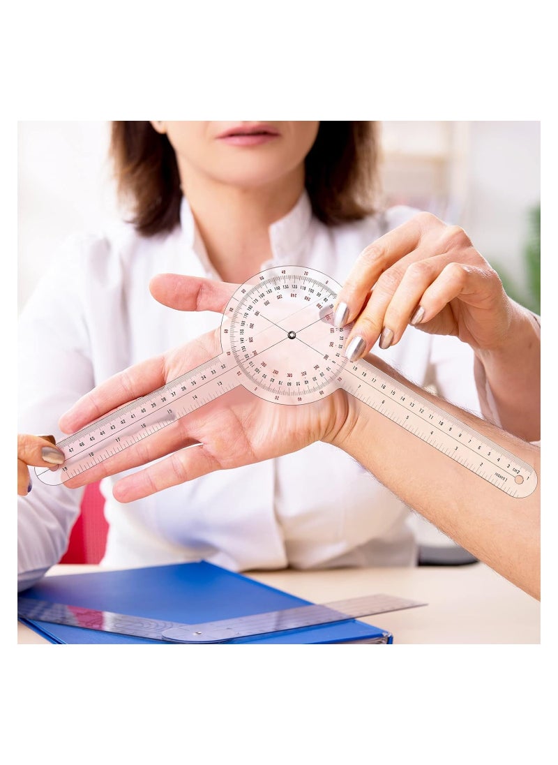 BIONEX 12 Inch Goniometer Transparent Orthopedic Angle Ruler Plastic Goniometer 360 Degree for Body Measuring Tape  - Image 5