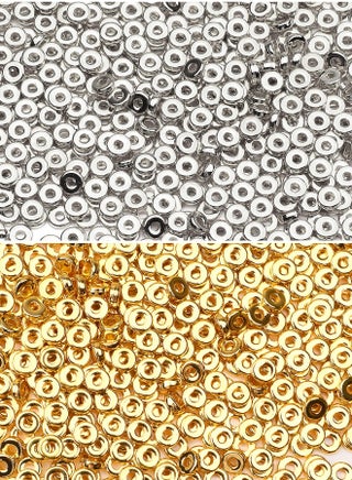 1500 Pieces 6mm Flat Round Spacer Beads, Smooth Bead Making Beads Jewelry Craft Supplies for DIY Bracelets Necklaces Earrings Etc. (gold, Silver)