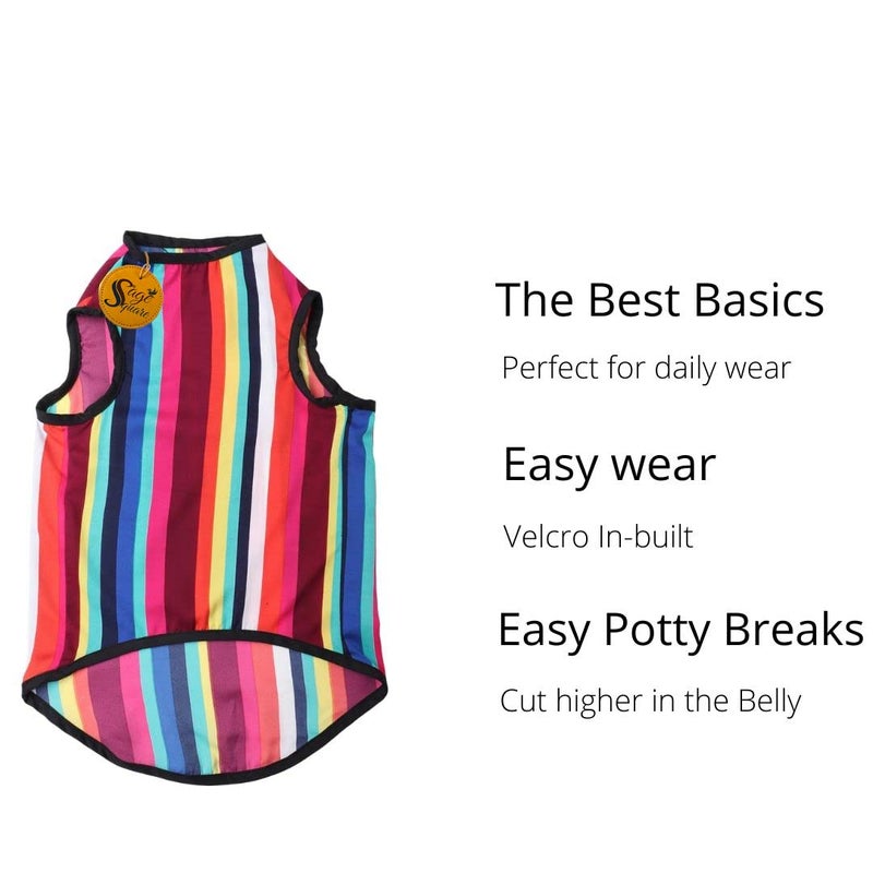 Sage Square Crazy Printed Dog T-Shirt, Trending Dog T-Shirt, Ultra Soft & Light Weight, Comfortable & Breathable Dog Apparel, Trendy Outfit (Colorful Stripes Print) (Large - 20inch) - Image 5