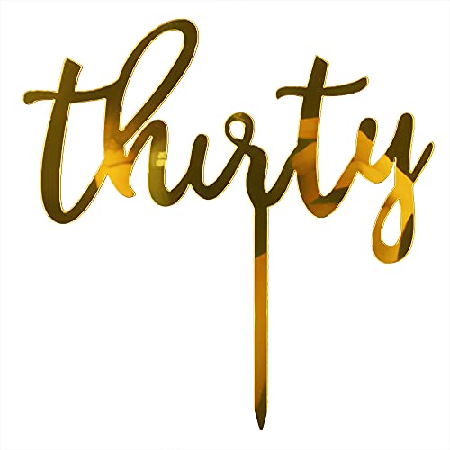 Qertesl Acrylic thirty Cake Topper30th Birthday Cake Toppers 30th Anniversary Party Decorations Supplies Double Sided Gold Glitter - Image 5