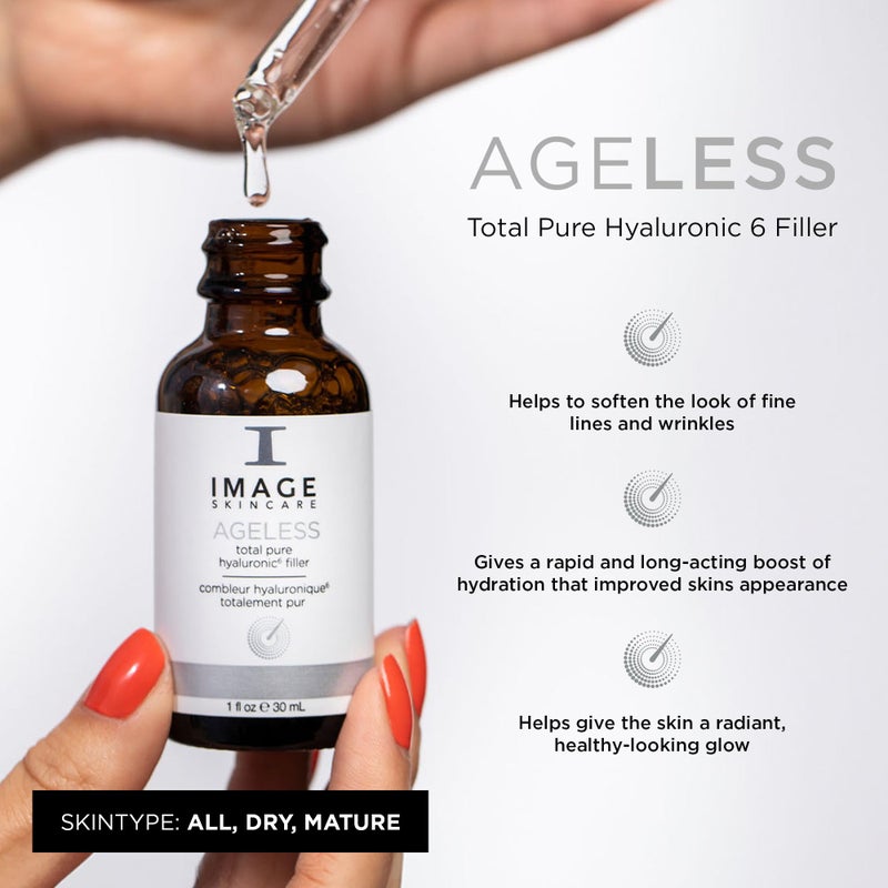 IMAGE Skincare, AGELESS Total Pure Hyaluronic 6 Filler, Facial Hydration Serum, Fill in Look of Fine Lines and Smooth Appearance of Wrinkles, 1 fl oz - Image 2