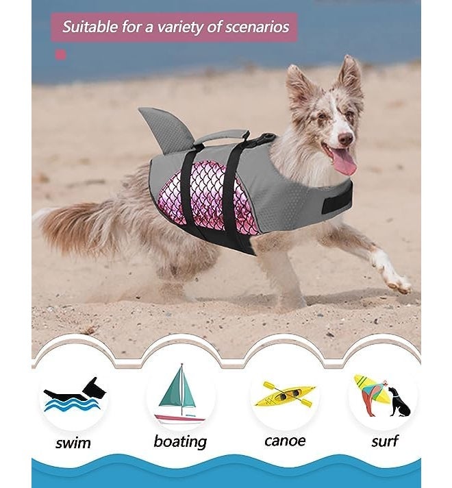 Jolfay Life Jackets for Dogs, Life Jacket, Dog Life Jacket, Swimming Training, Ripstop Float Coat, Dog Life Jacket with Rescue Handle for Small, Medium, Large Dogs (M, Pink) - Image 3