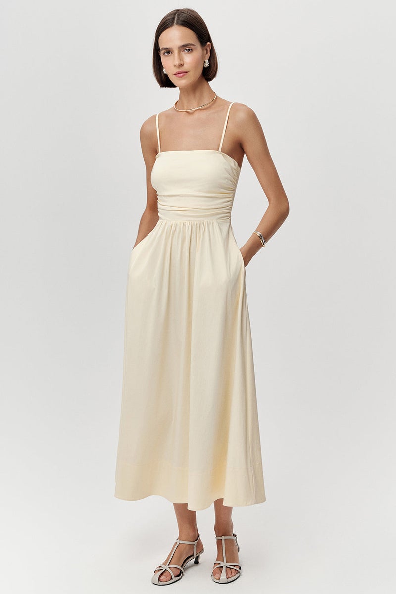 EXQUISE Strappy, Waist-Fitting, Pocketed, Regular Midi Bone Dress - Image 1