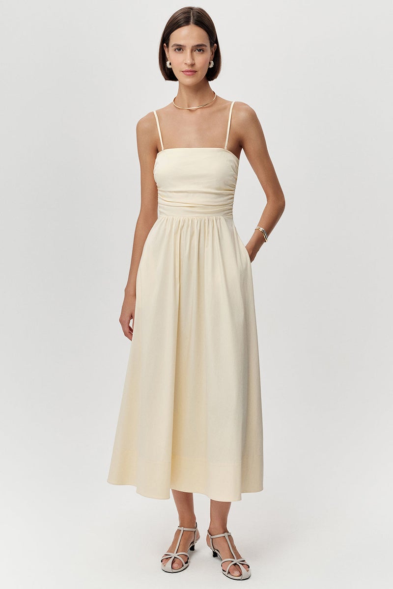 EXQUISE Strappy, Waist-Fitting, Pocketed, Regular Midi Bone Dress - Image 4