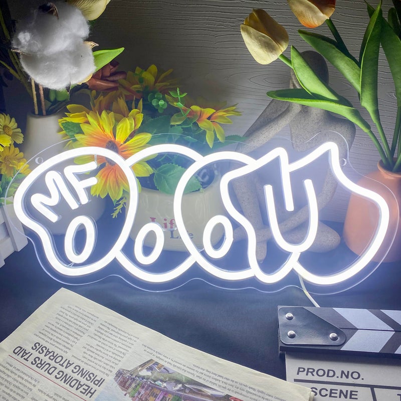 Symone Mf Doom Neon Signs, USB Powered Dimmable LED Neon Light Classic Hip Hop Decor, for Bedroom Music Lovers Urban Chic Modern Studio Decor, Personalized Gifts for Music Lovers(16.1 * 6.7 in) - Image 1