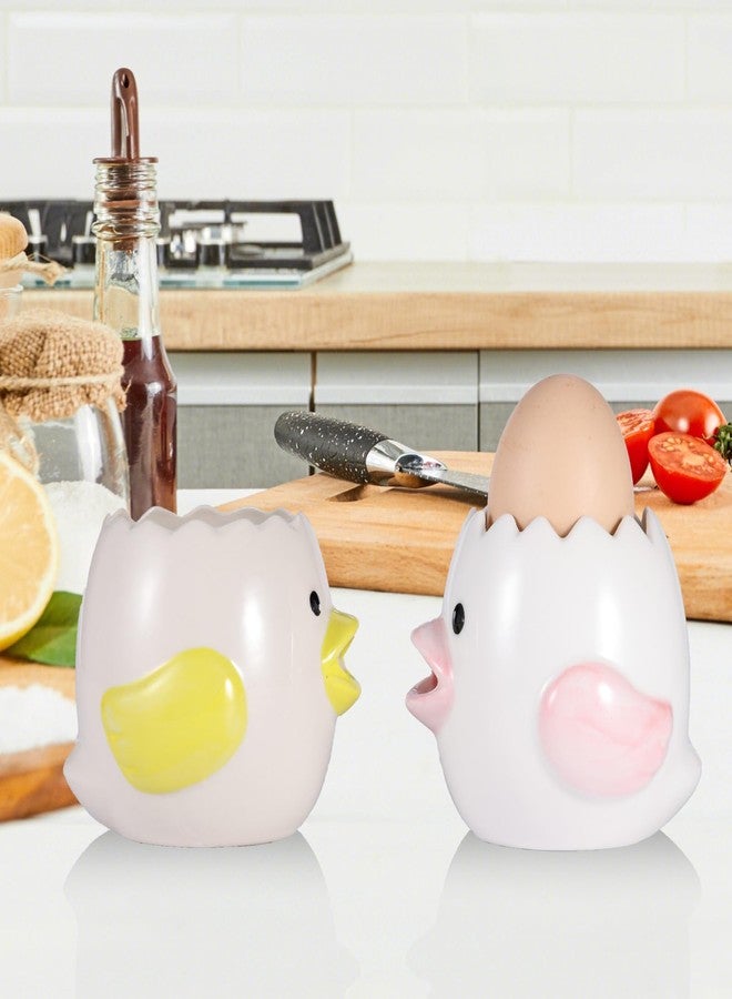 Edgnb 2 Pack Cute Egg Separator, Ceramics Vomiting Chicken Egg Yolk Egg White Separator, Little Chick Small Egg Filter Splitter,Dishwasher Safe (Yellow & Pink) - Image 3