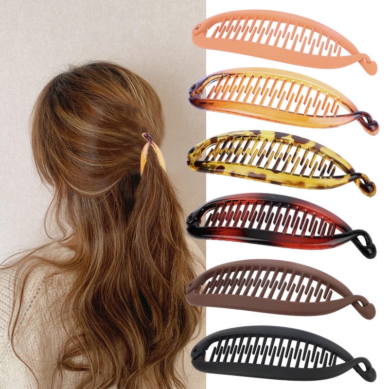 AMCAMI 6PCS Banana Hair Clips for Women,Banana Hair Clips for Thick Thin Curly Hair, Strong Hold Non-Slip Ponytail Hair Accessories - Image 1