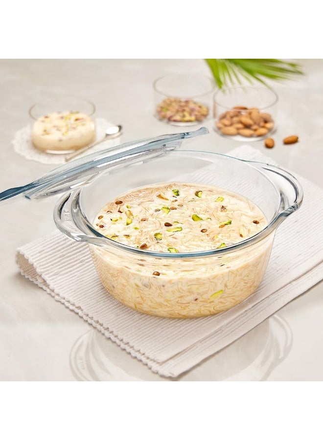 Servewell Borosil Deep Rnd Casserole w/Flat Lid 1.2L 