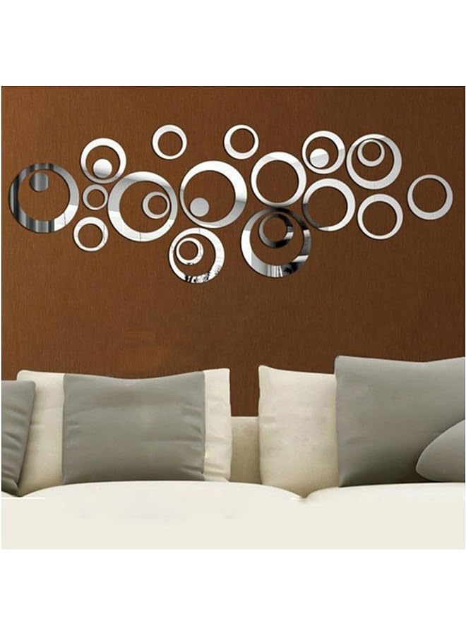 erorex Of 24Pcs] Lukione Wall Sticker Decal Murals Mirrors, Circular Ring 3D Mirror Wall Stickers Removable Diy Mirror Wall Sticker For Home Bedroom Background Decor (Circular Ring)  - Image 1
