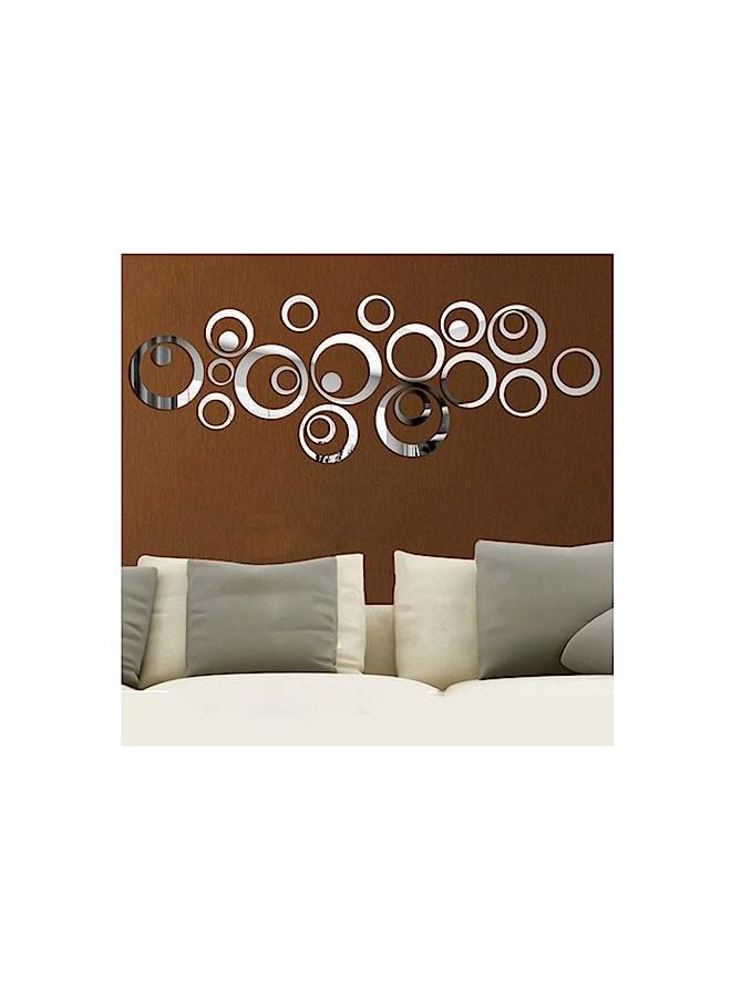 erorex Of 24Pcs] Lukione Wall Sticker Decal Murals Mirrors, Circular Ring 3D Mirror Wall Stickers Removable Diy Mirror Wall Sticker For Home Bedroom Background Decor (Circular Ring)  - Image 2