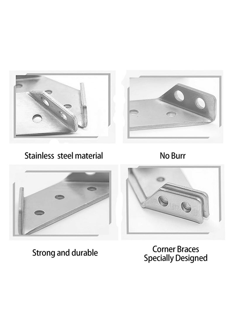 20Pcs Universal Stainless Steel Furniture Corner Connector, Trapeziform Brackets, Corner Braces, Corner Bracket for Wood, Shelf Supports, Shelving Brackets Heavy Duty - Image 4