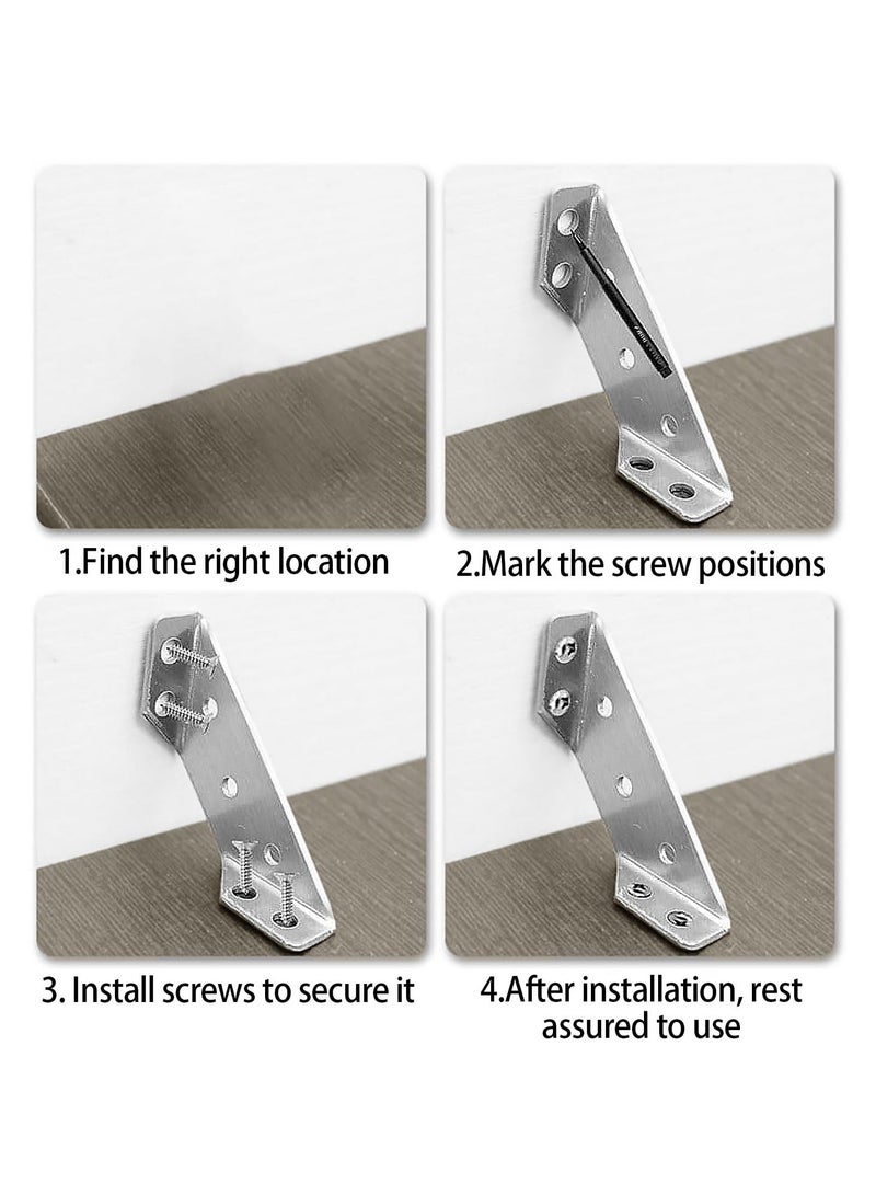 20Pcs Universal Stainless Steel Furniture Corner Connector, Trapeziform Brackets, Corner Braces, Corner Bracket for Wood, Shelf Supports, Shelving Brackets Heavy Duty - Image 5