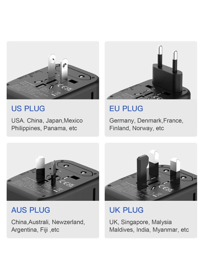 MaxGuard Universal Travel Adapter with USB Ports | International Plug Adapter | Compact & Portable Charger | Multi-Device Charging | Black - Image 3