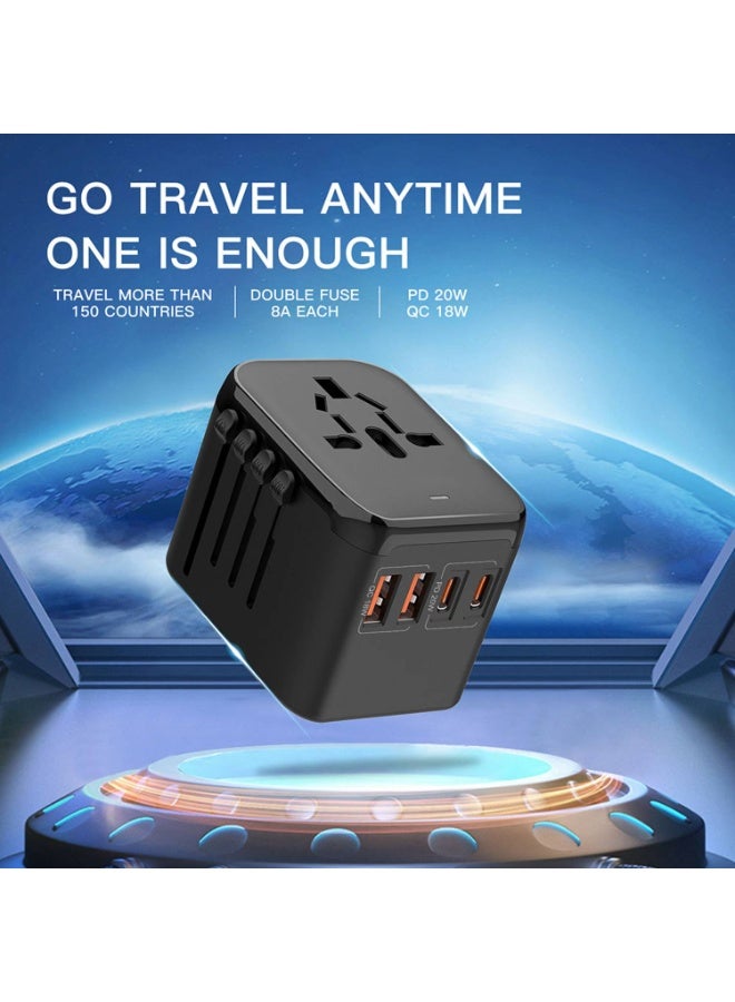 MaxGuard Universal Travel Adapter with USB Ports | International Plug Adapter | Compact & Portable Charger | Multi-Device Charging | Black - Image 5