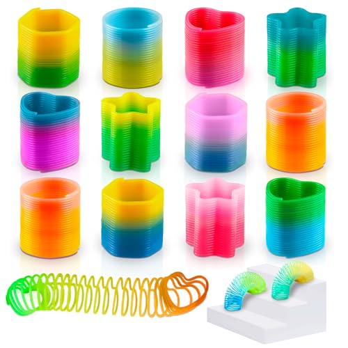 DIMROM 25Pack Flexible Coil Springs Elastic Plastic Desk Accessories with Mixed Shapes Rainbow Colors Compact Motion Accessories for Teens Adults - Image 1