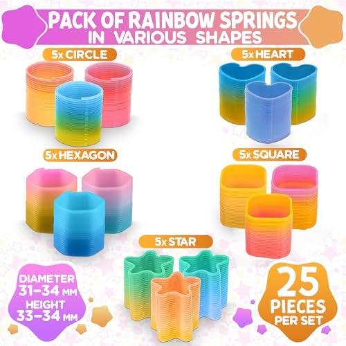 DIMROM 25Pack Flexible Coil Springs Elastic Plastic Desk Accessories with Mixed Shapes Rainbow Colors Compact Motion Accessories for Teens Adults - Image 5