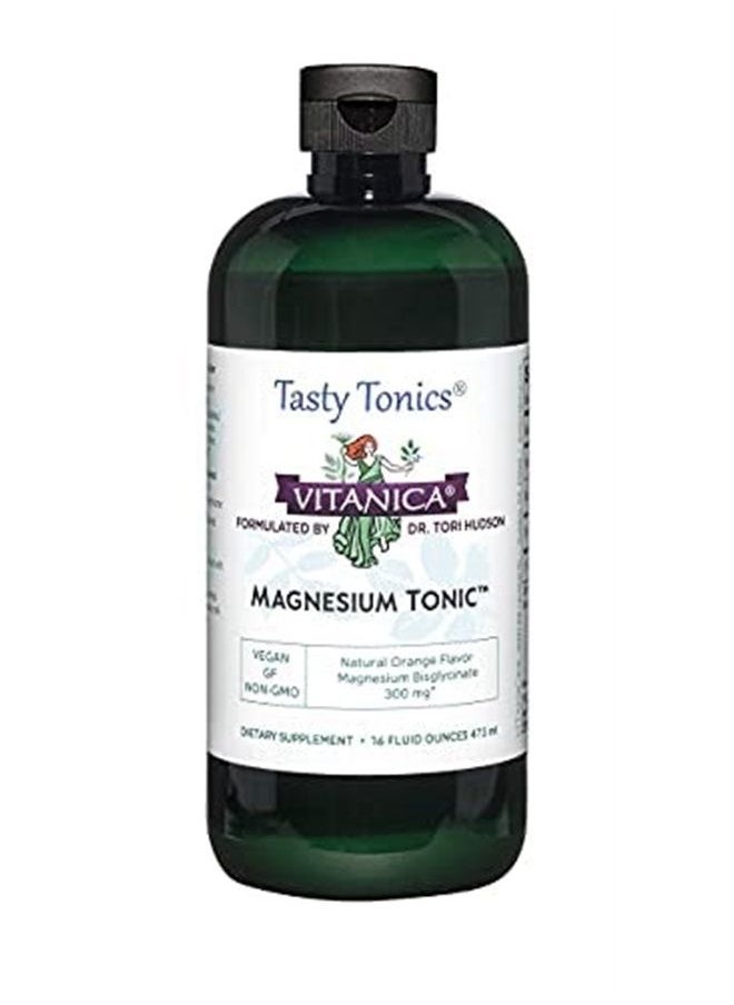 Vitanica Magnesium Tonic, Liquid Magnesium Bisglycinate Chelate 300 mg with Vitamin B6, Dr Formulated Supplement, Orange Flavor, Vegan, Gluten Free and Non-GMO,16 fl oz  - Image 2