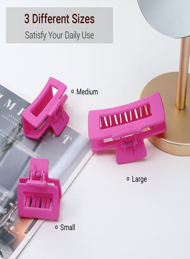 Shinowa Hair Claw Clips, 3 Pieces Leopard Print Claw Clip, Strong Hold Hair Jaw Clips for Thick Hair, Hair Accessories for Women Girls, Rose Red - Image 2