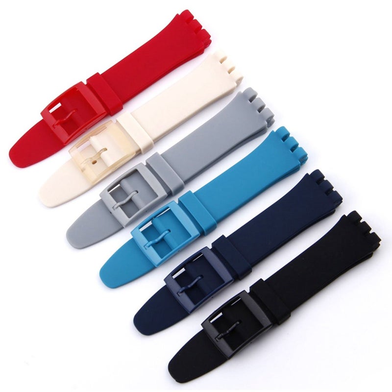 GreenOlive OliBoPo Ultra-thin Replacement Waterproof Silicone Rubber Watch Strap Watch Band for Swatch Skin Series (16mm, Grey) - Image 3