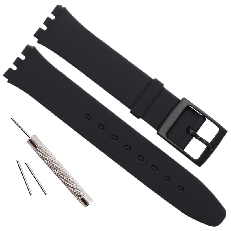 GreenOlive OliBoPo Ultra-thin Replacement Waterproof Silicone Rubber Watch Strap Watch Band for Swatch Skin Series (16mm, Grey) - Image 1