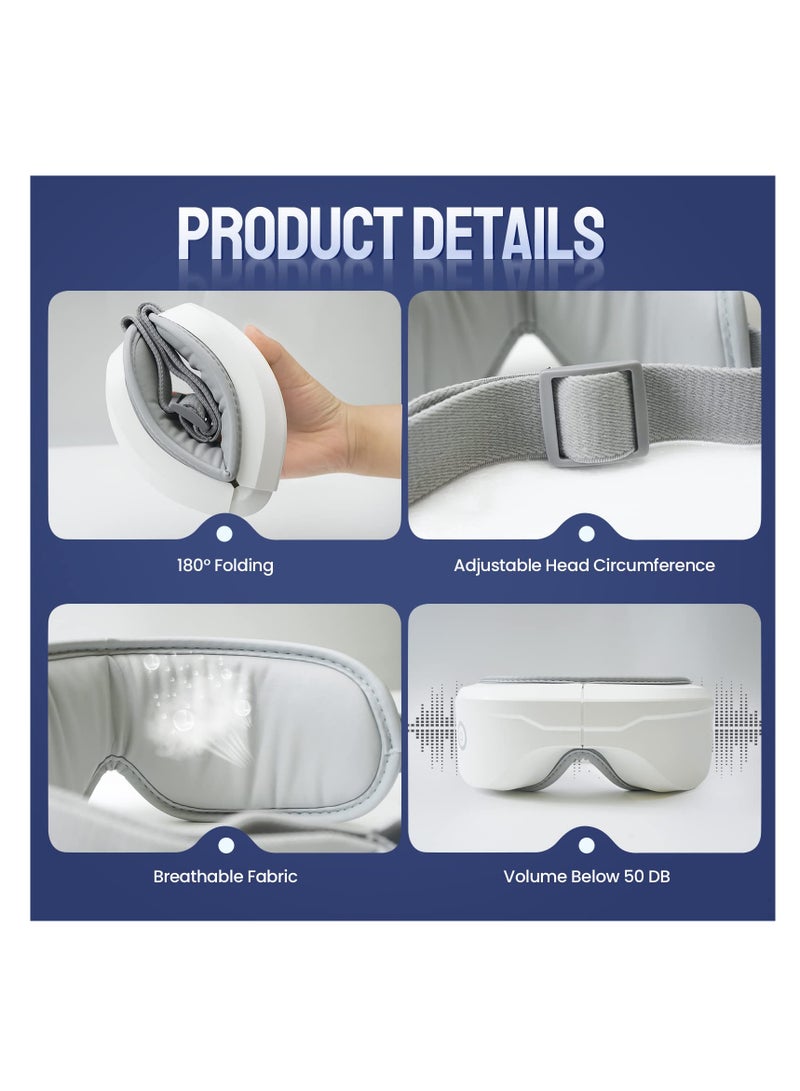 Wireless Electric Eye Massager Portable Eye Massager Mask with Intelligent Airbag Compression Hot Compress Vibration 6 Massage Modes Bluetooth Music for Relieve Eye Strain Dark Circles Eye Bags  - Image 5