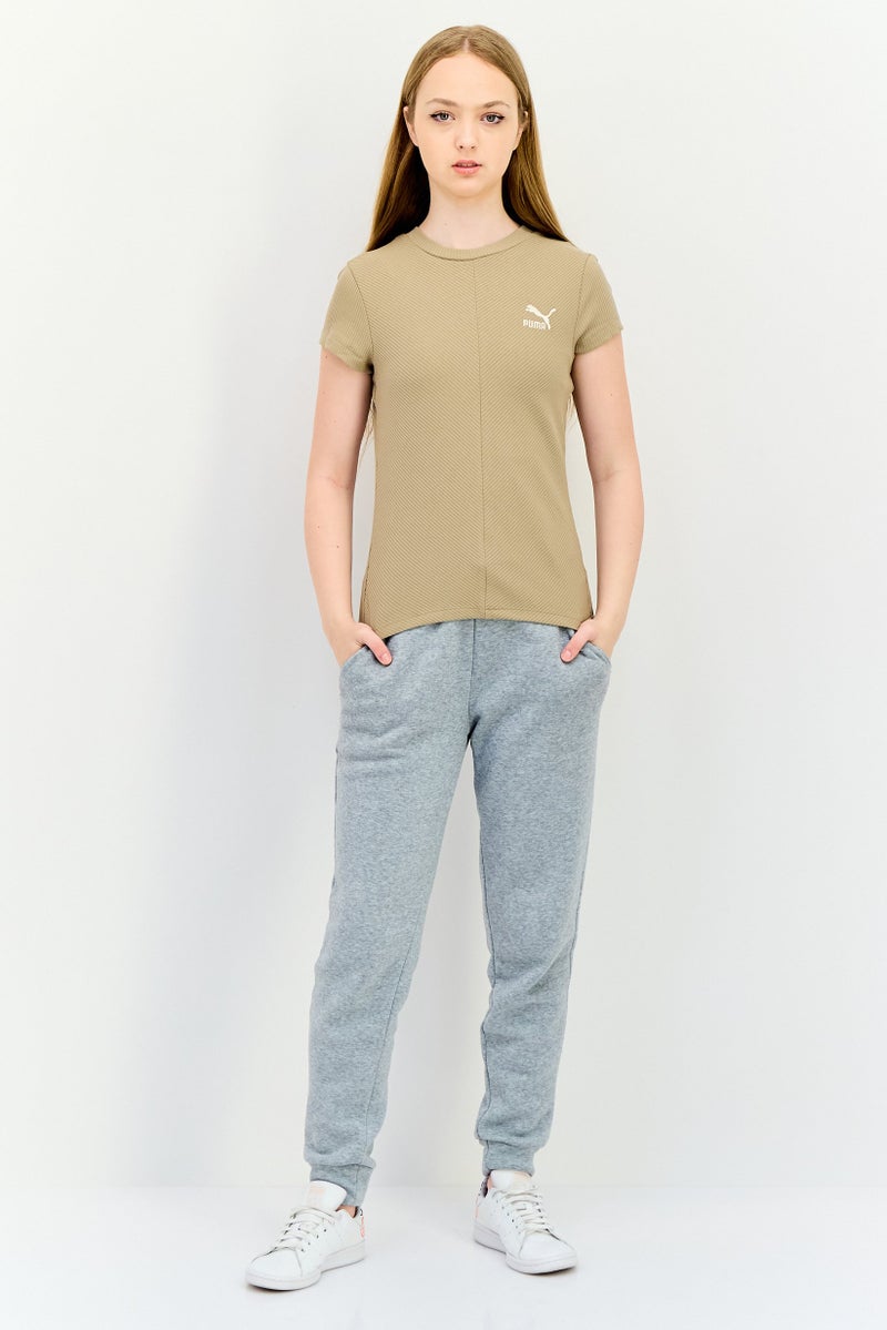 PUMA Women Sportswear Fit Embroidered Logo Outdoor T-Shirt, Taupe - Image 4