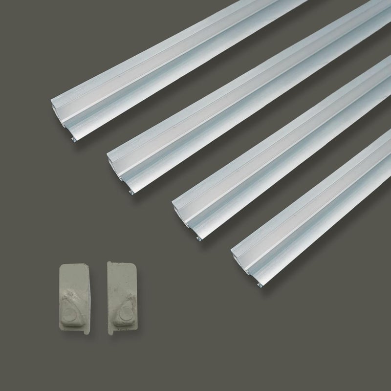 Abaj Lighting 21x09mm Furniture Aluminium Round LED Strip Lights 1Meter Round Profile Light Channels Corner with Diffused Cover End Caps and Mounting Clips Without LED Straight Linear Pack of 4 - Image 1