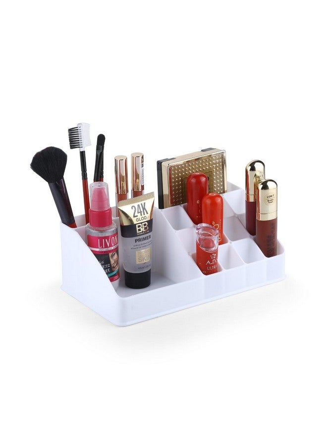 FINWARE Beauty, Cosmetic Display Cases, Plastic Makeup Brush Holder Organizer 16 Slot Cosmetics Storage Lipstick Holder for Desk, Dresser, Counter top,Desktop Storage Dressing Table Stand.(Pack Of 1, White) - Image 2