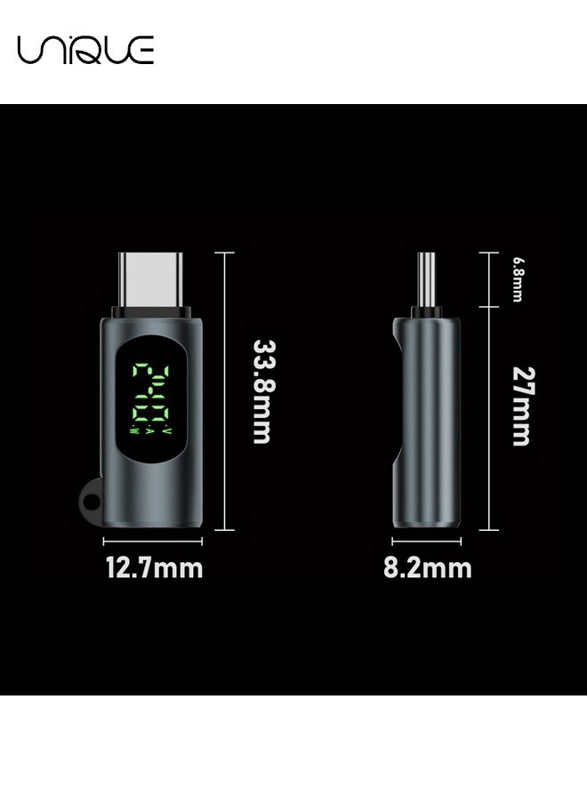 Unique Portable USB C Adapter Type C Male to Female Connectors - Connector with Digital Display - Adapter for High Power Devices with 240W Charging Support - Full-featured Charging Monitor Converter for Laptops, Tablets - Black  - Image 2