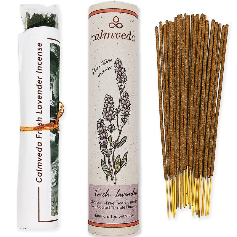 Fresh Lavender Incense for Calming - 80 Charcoal Free Incense Sticks  Made from Upcycled Flowers | Organic Incense Sticks Non Toxic | Use for Relaxation & Improves Sleep