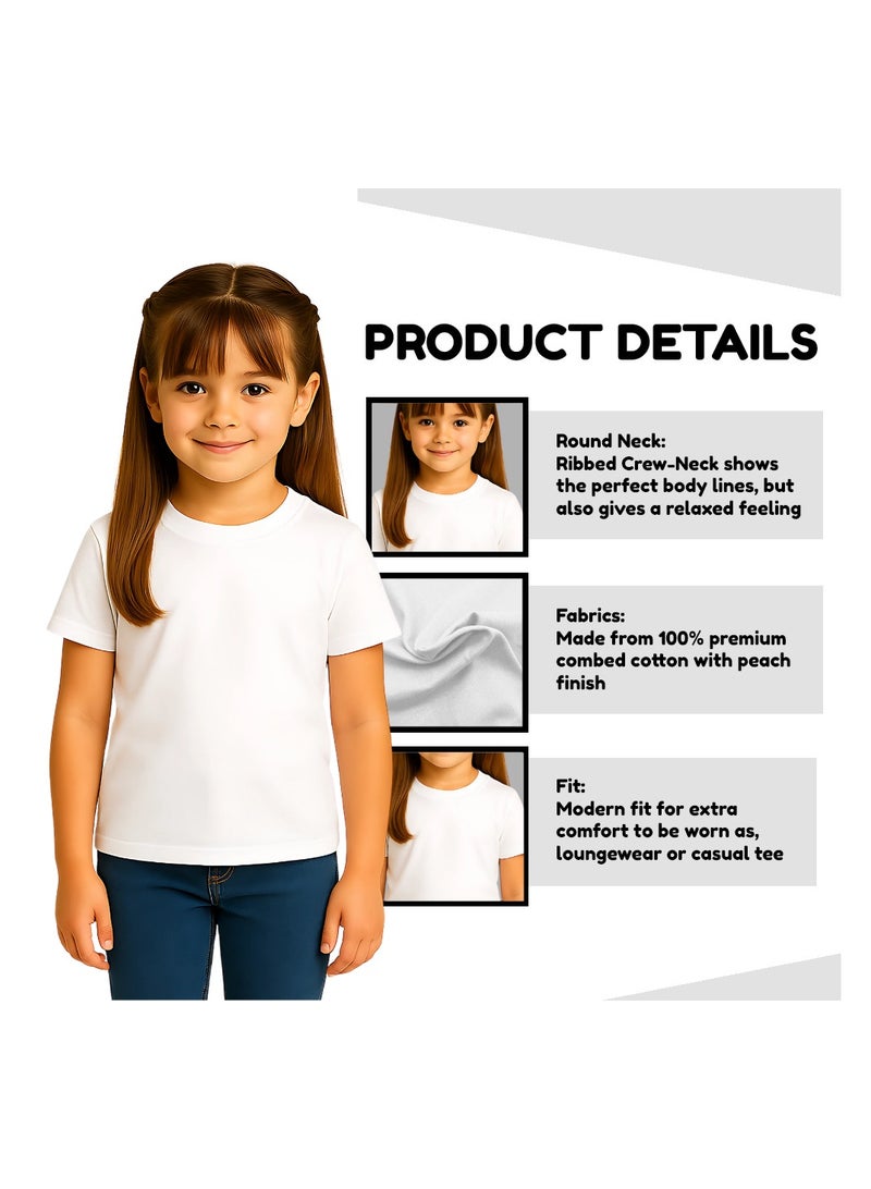 برينت شوب فور مي تي شيرت Printshop4me للأطفال برقبة دائرية للفتيات 170 جرامًا في المتر المربع من القطن الخالص الألوان الأساسية - Image 3