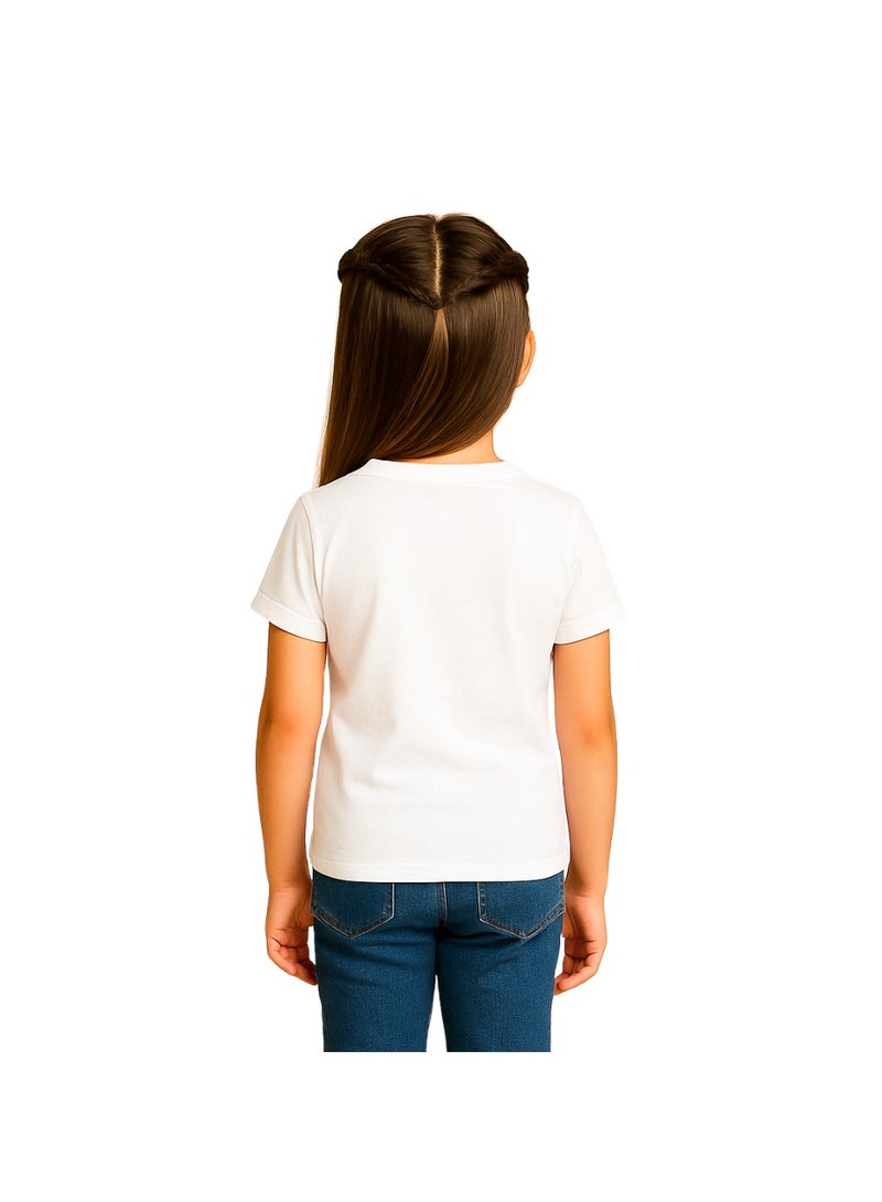 برينت شوب فور مي تي شيرت Printshop4me للأطفال برقبة دائرية للفتيات 170 جرامًا في المتر المربع من القطن الخالص الألوان الأساسية - Image 5