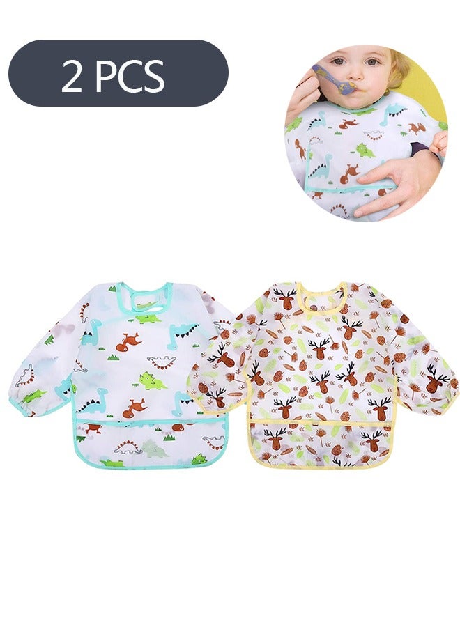 Ant 2-Piece Long Sleeve Baby Bibs, Waterproof Sleeved Bib, Toddler Soft Bib Feeding Bibs for 0 to 2 Years Old  - Image 1