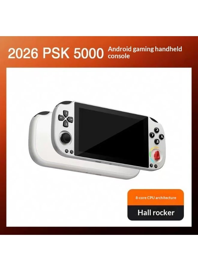 جيب جهاز ألعاب محمول جديد تمامًا، Android PSK5000، مفتوح المصدر، مزود بشاشة محمولة عالية الدقة بحجم 5 بوصات، وحدة تحكم ألعاب أركيد محمولة، واي فاي 2.4G/5G وبلوتوث 5.0، ألعاب سحابية/عن بُعد Xbox/PS (أبيض) - Image 1