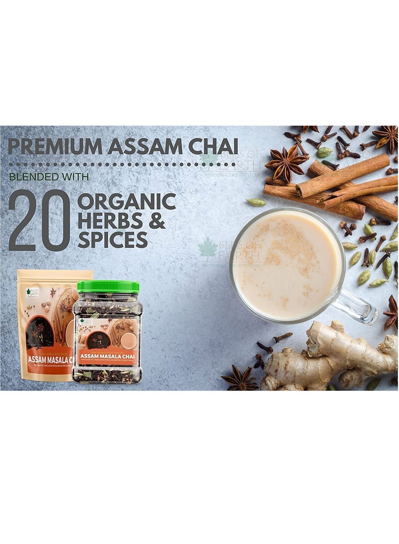 BLISS OF EARTH Finest Assam Masala Chai (tea) 400gm Blended CTC leaf infused with 20 real herbs & spices masala tea - Image 4