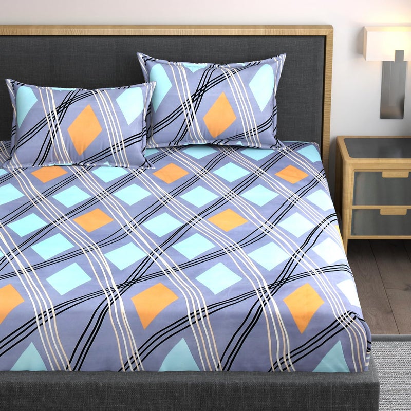 AMEYAA XXL Microfiber Soft Cotton Super King Size Bedsheet for Double Bed, King Size 108 Inches X 108 Inches, 9 Feet, 275 X 275 cm with 2 Large Size Pillow Covers Without Joint Multicolor - Image 5