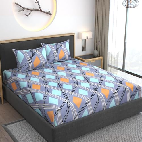 AMEYAA XXL Microfiber Soft Cotton Super King Size Bedsheet for Double Bed, King Size 108 Inches X 108 Inches, 9 Feet, 275 X 275 cm with 2 Large Size Pillow Covers Without Joint Multicolor - Image 2