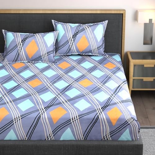 AMEYAA XXL Microfiber Soft Cotton Super King Size Bedsheet for Double Bed, King Size 108 Inches X 108 Inches, 9 Feet, 275 X 275 cm with 2 Large Size Pillow Covers Without Joint Multicolor - Image 1