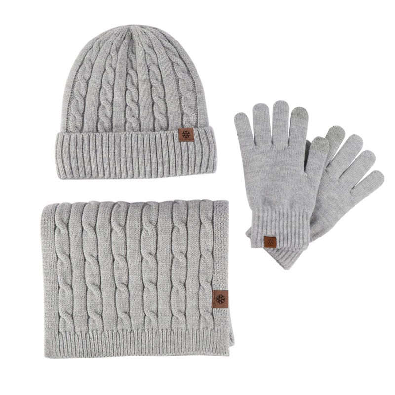 Gray Winter Hat Scarf Gloves and Earmuffs Set for Men and Women One Size - Image 4