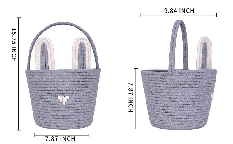 CubesLand Baby's First Easter Basket Set - 2-Piece Empty Easter Egg Hunt Basket for Boys & Girls, Cute Bunny Rabbit Buckets with Ears for Kids, Toddlers, Children - Image 5